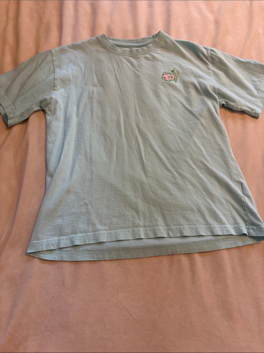 Masters Light Blue Short Sleeve Tee with Small Floral Chest Graphic